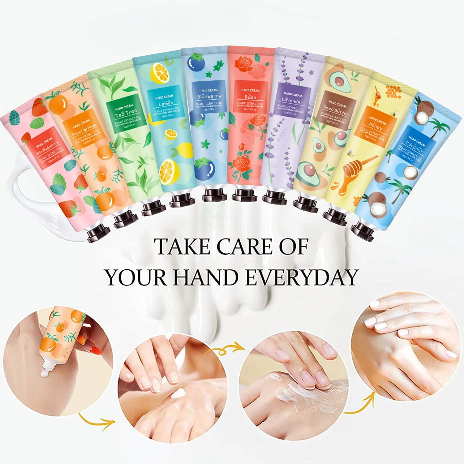 10 Pack Hand Cream for Dry Cracked Hands, Christmas Gifts for Women Teens,Stocking Stuffers for Adults,Teacher Appreciation Gifts, Natural Plant Fragrance Mini Hand Lotion Moisturizing Hand Care Cream