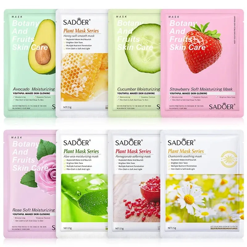 6pcs Fruits Moisturizing Face Mask skincare Firming Brightening Facial Masks (Random)