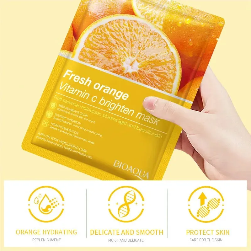 6pcs Fruits Moisturizing Face Mask skincare Firming Brightening Facial Masks (Random)